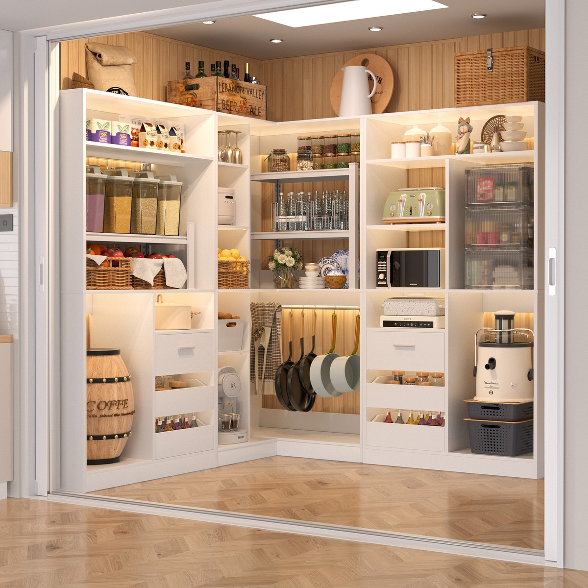 Freestanding Corner Closet System, Reversible Wardrobe Walk-in