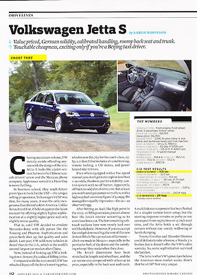 2011 VW Volkswagen Jetta S Original Road Test Car Print Article J319