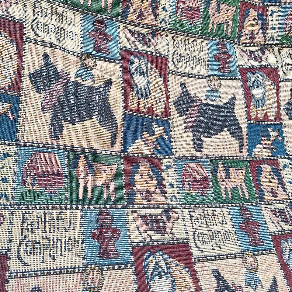 Vintage Dog Puppy Scotty Tapestry Fabric Faithful Companion 3 YD 60" wide - Image 2 of 4