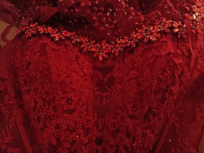 Red Mesh Beaded Lace Floral Maxi Gown Dress Sleeveless Off Shoulder Slit |  eBay