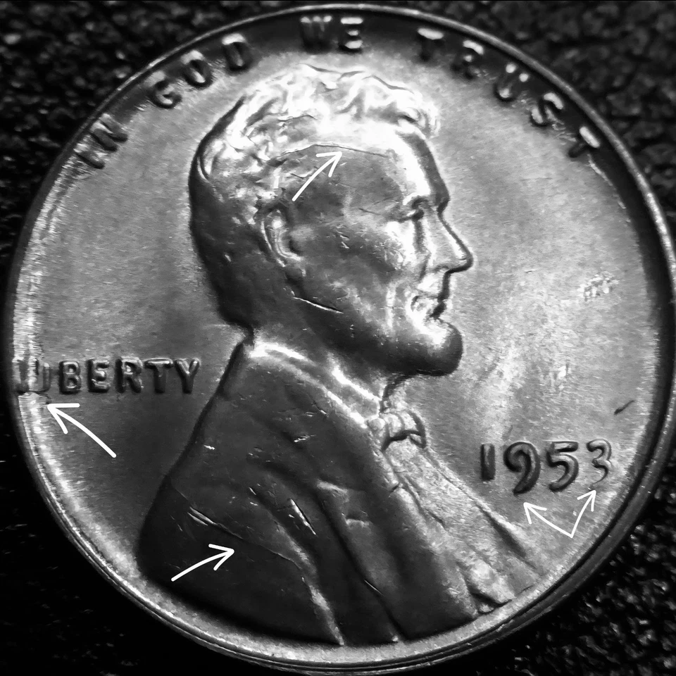 1953 Lincoln Wheat Cent • DDO Variety • Strike Error • Clash Marks • Die Cracks - Image 2 of 4