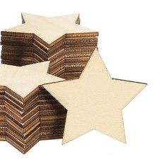 50mm Wooden Stars, 50 Pack Unfinished Wood Stars Blank Wooden Cutouts