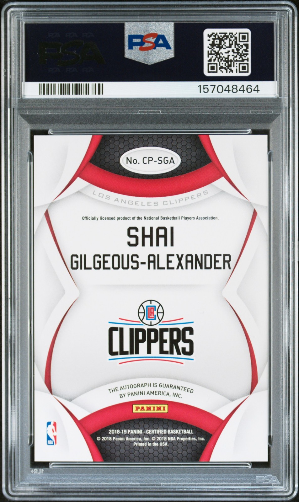2018 PANINI CERTIFIED POTENTIAL SHAI GILGEOUS-ALEXANDER ROOKIE RC PSA 9 AUTO 10 view 2