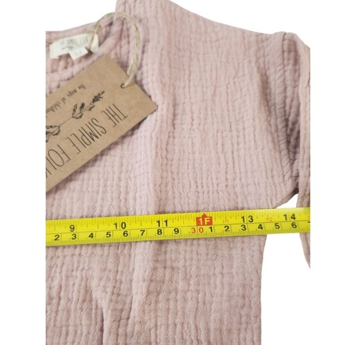 The Simple Folk Button Back Top 3-4 Years Organic Cotton Muslin Slub Rose Soft - Picture 9 of 10
