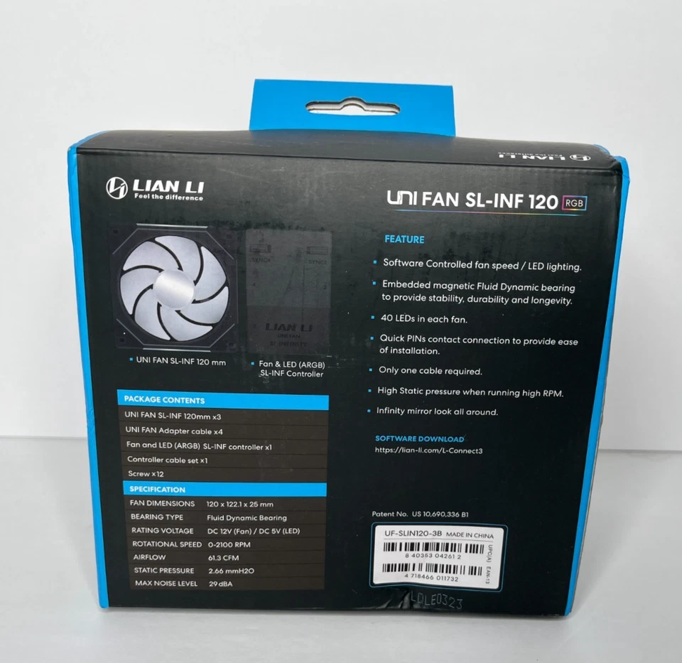 LIAN LI UNI FAN SL INFINITY 120 RGB BLACK UF-SLIN120-3B - Image 2 of 4
