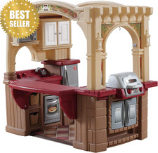 Grand Walk-In Kids Kitchen  Grill Set w/ 103 Accessories Lights Sounds Age 2 