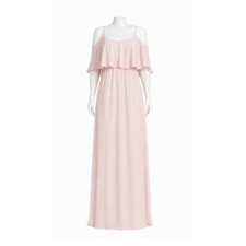 Show Me Your Mumu Caitlin Ruffle Maxi Dress Bridesmaid Dusty Blush Large NWT