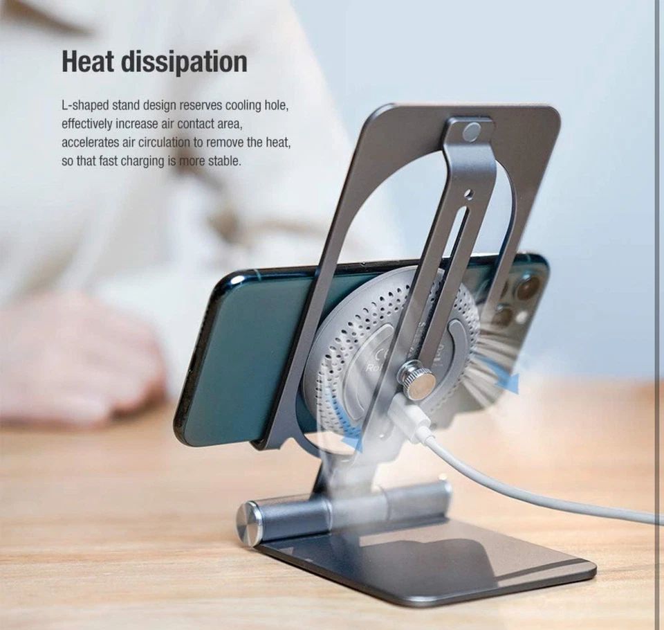 Fast Wireless Charger - Metal Foldable and Adjustable Wireless Charging Stand... - Image 3 of 4