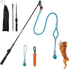 FLIRT POLE FOR DOGS, TETHER TUG OUTDOOR DOG TOY, INTERACTIVE TOYS FOR DOGS