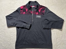 PINK Floral Shoulder Quarter Zip Long Sleeve Classic Women's Size Large