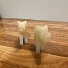 Pair Lot of 2 White Stone Carved Elephant Figurines Animal Class Elephant — photo 3