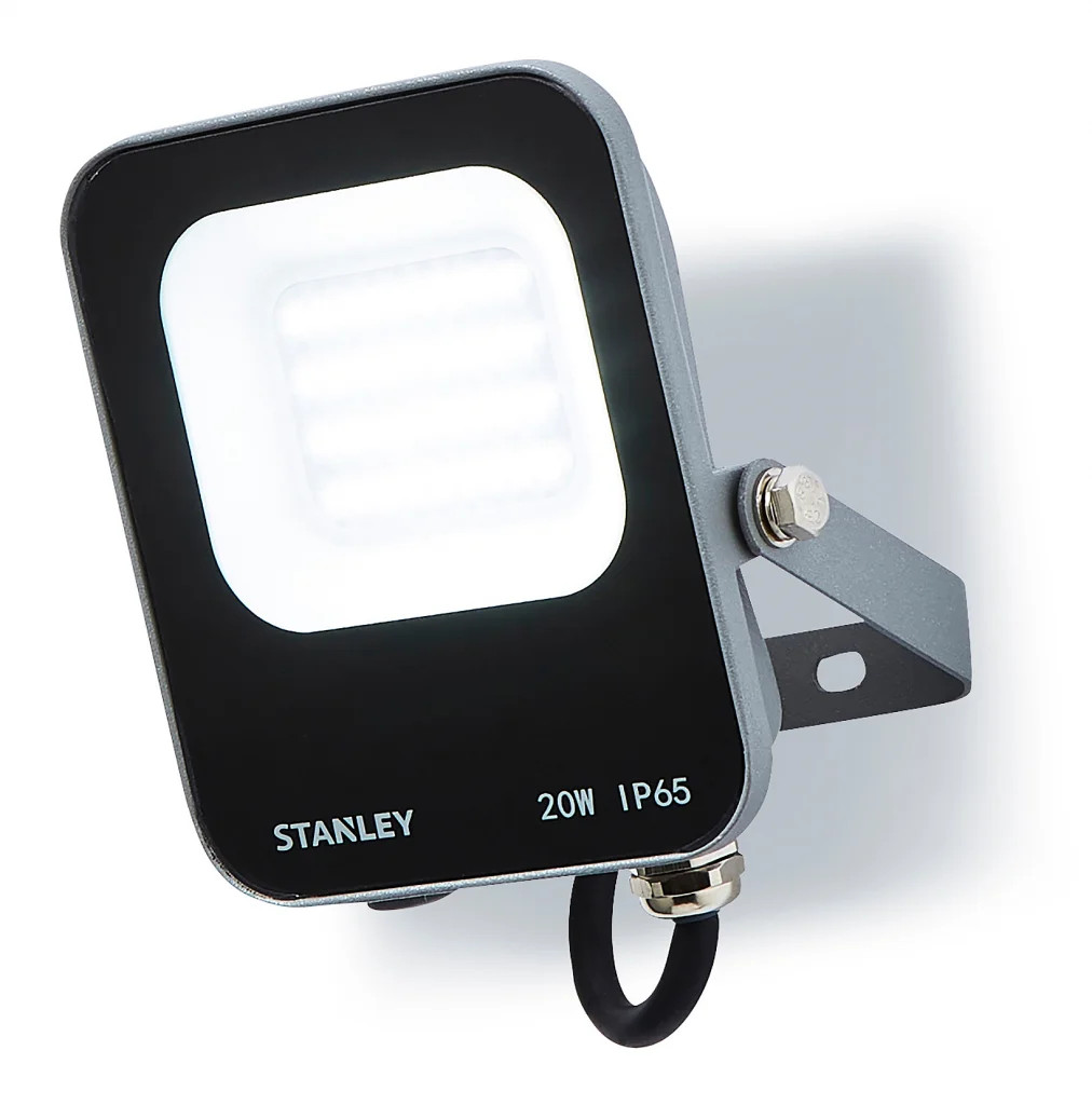 Outdoor Light Black Slimline 20w LED Flood IP65 2200lm 6500K Stanley SXLS38687E