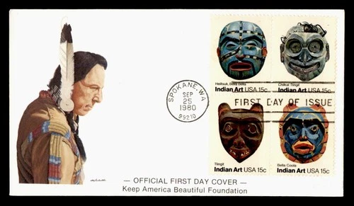 DR WHO 1980 FDC INDIAN ART MASK BLOCK M75221