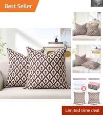 Versatile 18x18 Inch Brown Floral Throw Pillow Covers - Set of 2 for Any Decor