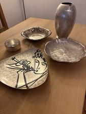 Set aus 3 silberfarbigen Schalen und 1 Vase von WMF, 1 Schale als Zugabe