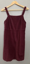 American Eagle Red Corduroy Mini Overall Women's M Lined Jumper Dress Y2K Vibe