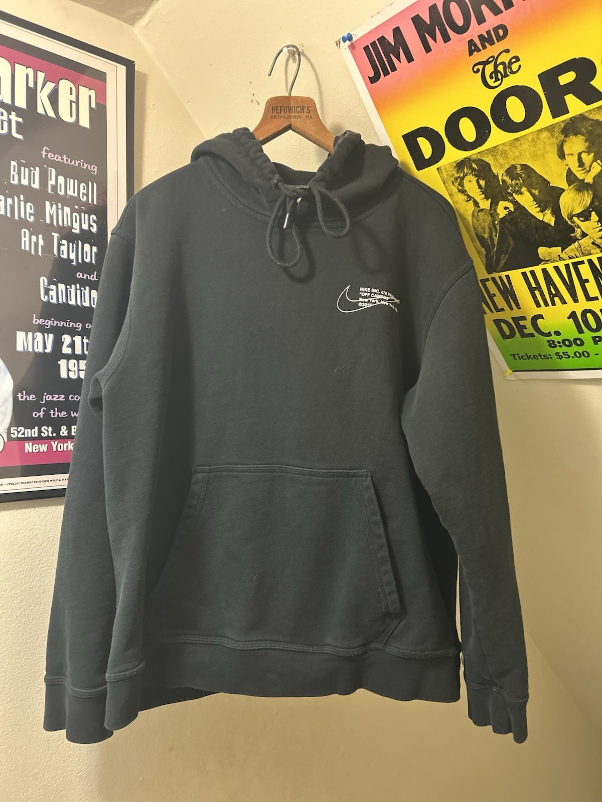 OFF WHITE X NIKE Felpa con cappuccio uomo NIKE x OFF WHITE 2017 Virgil Abloh "Off Campus" nera media