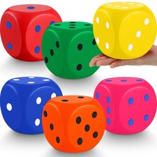 Simgoing 6 Pcs 4 Inch Large Foam Dice Giant Cube with 6 Sided Number Dots Jum...