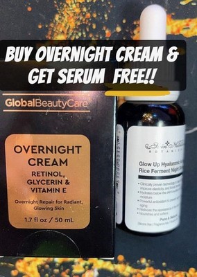 Global Beauty Care Retinol Overnight Face Cream + Serum, Vitamin E 1.7 fl oz
