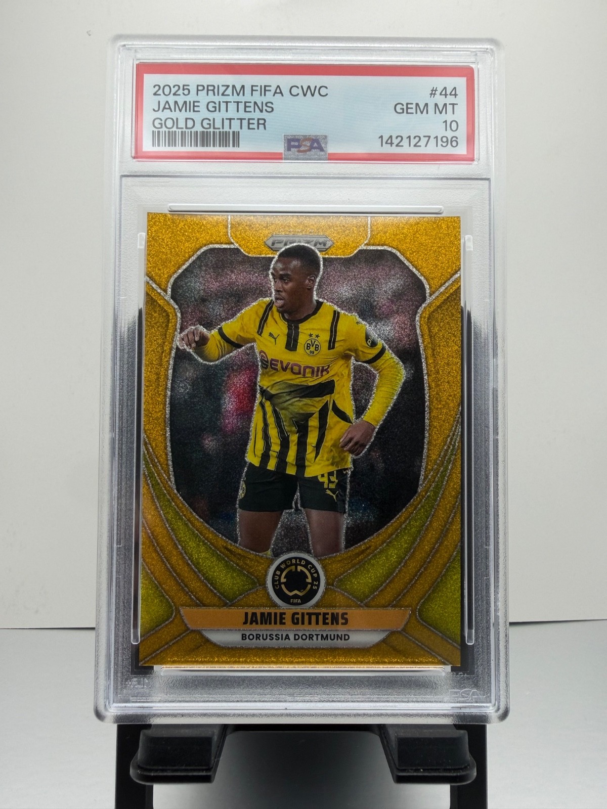 2025 PRIZM FIFA CWC JAMIE GITTENS /10 GOLD GLITTER PSA 10