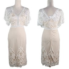 Boohoo Occasion Dress 6 White All Over Lace Bodycon Midi New