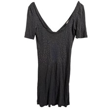 Free People Dark Gray Studded Open Back Knit Mini Dress