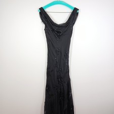 Betsy Adam Dress Women 6 Black Silk Blend Beaded Mesh Evening Gown