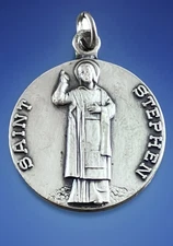 Vintage Catholic Saint Stephen Silver Filled Religious Medal