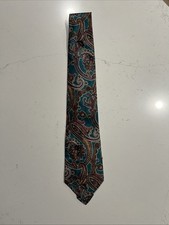 STRATHMORE Neck Tie Paisley 100 Silk Made In The USA Green Purple Tan