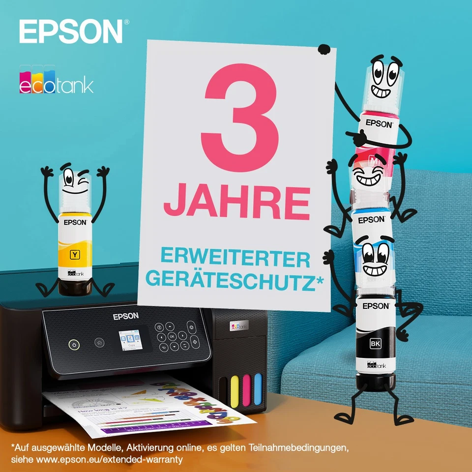 Epson Drucker EcoTank ET-2876, 3-in-1 Multifunktionsgerät WLAN - Bild 2 von 4