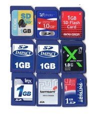 Lot Of 9x Misc. Brand 1GB SD Camera Memory Cards
