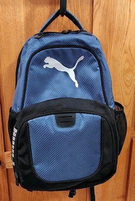 PUMA Challenger Blue Black Large Backpack Padded Laptop Student Bag 18''x15'' B64