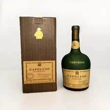 Vintage FROSTED early Napoleon Cognac Courvoisier Empty Bottle & Box COURVOISIER