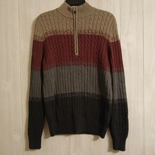 Izod Men's Size S Color-Block Gradient Cable Knit 1/4 Zip Cotton Sweater