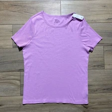 Time and Tru Womens Short Sleeve Ribbed Tee XL (16-18) Soft Violet