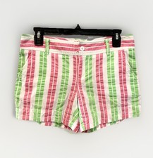 Lilly Pulitzer Vtg White Label Pink/Green Striped Hotty Pink Callahan Shorts Sz2
