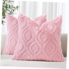 Throw Pillow Covers 18x18 Inch Set of 2, Soft 18" x 18" Pack of 2 Light Pink