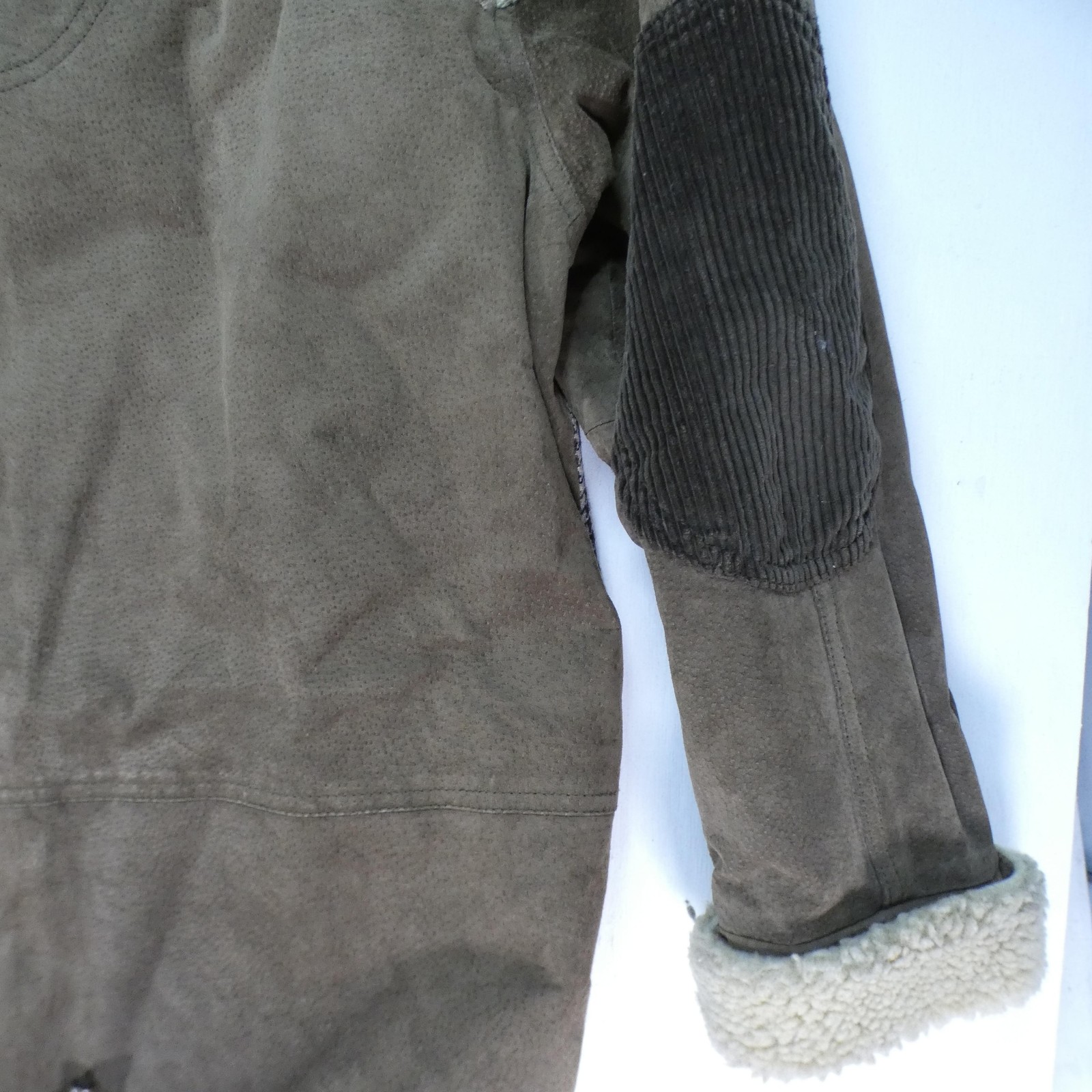 Vintage Patchwork Suede Leather Wool Jacket Women… - image 11