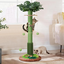 Cat Scratching Post, 40" Tall Modern Cat Scratcher Tree with Leaves, Siscal Scra