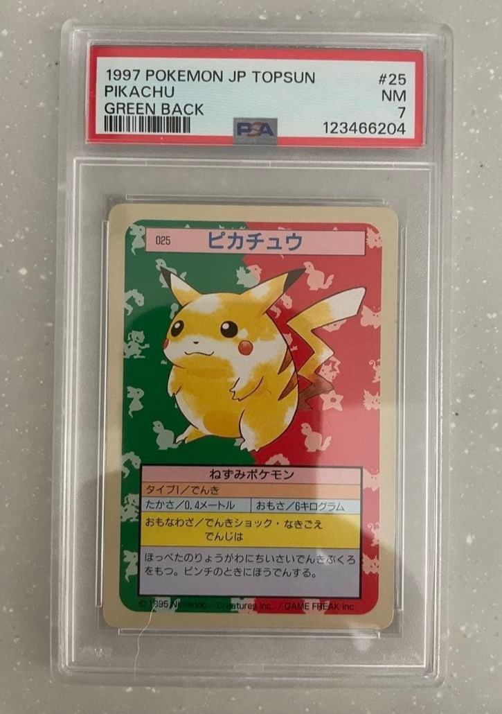 《PSA 7》 Topsun 1997 Pokemon Card Pikachu #25 Green Back Near Mint from Japan