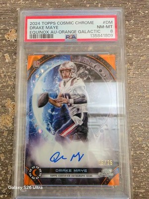 2024 Topps Cosmic Chrome Equinox Orange Auto Drake Maye PSA 8
