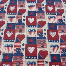 44 x 36" Patriotic Country Red White  Blue Cotton Woven Fabric Lightweight