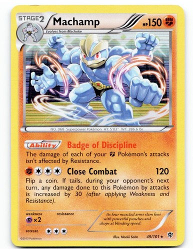 Machamp 49/101 Holo Rare Plasma Blast Pokemon 2013 Lightly Played