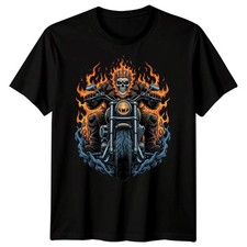 Skull Rider Biker Culture Motorcycles Mens T-Shirt Flame Graphic ON TREND