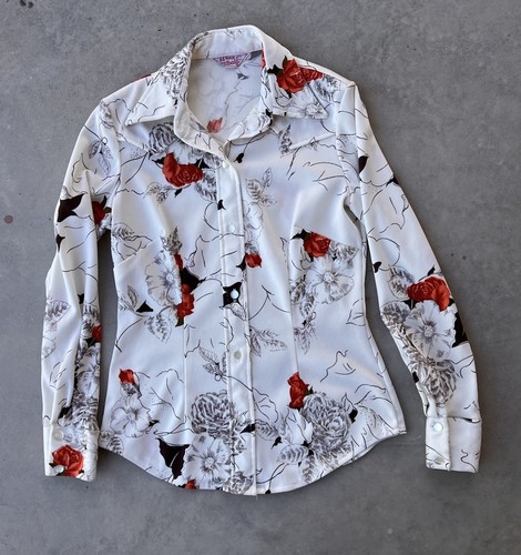 Vintage H Bar C Shirt Size 36 Womens 70s California Ranchwear Western Disco