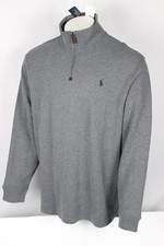 Polo Ralph Lauren Men's 1/4 Zip Pullover Sweater XXL Gray / Black Pony