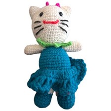 Hello Kitty Crochet Doll 10" Handmade Kawaii Stuffed Cat Toy Gift Collectible