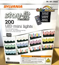 NEW Sylvania Stay-Lit Color Action 200 LED Mini Lights with Remote Control