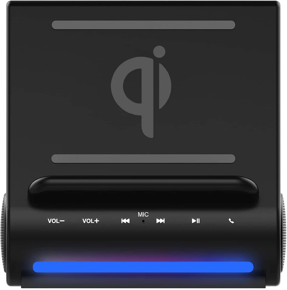 Azpen Dockall D108 Wireless Charger, Bluetooth Premium Speakers, Black  - Image 3 of 4