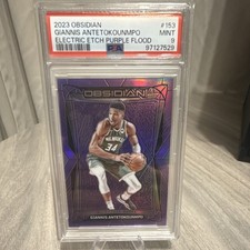 Panini Obsidian Giannis Antetokounmpo #153 Electric Etch Purple Flood /49 PSA 9